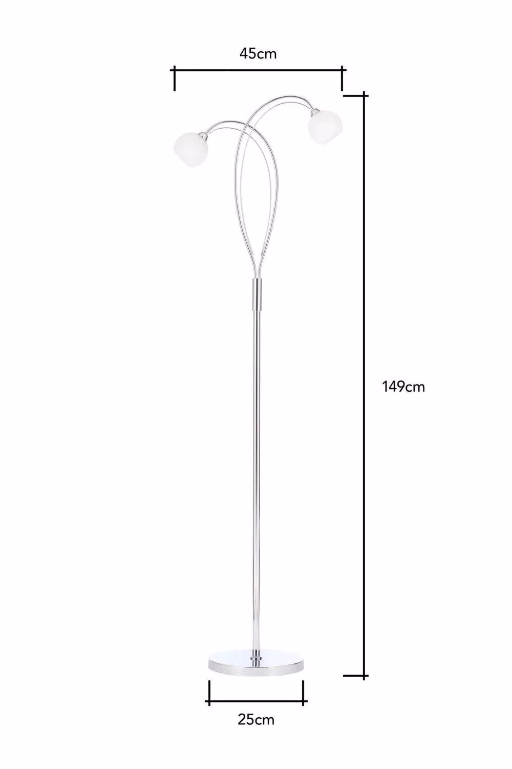 BHS Lighting Soni Modern Chrome Floor Lamp with White Glass Sphere – 2