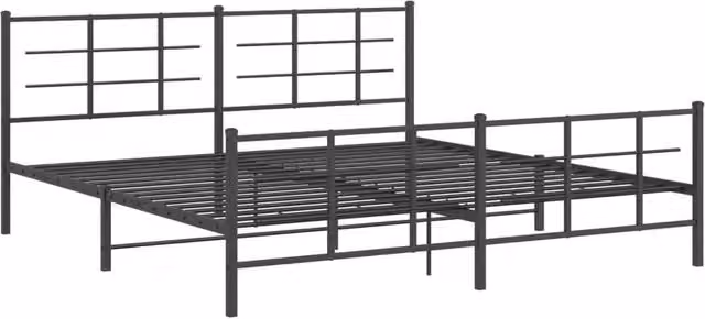 Berkfield Home Metal Bed Frame with Footboard in Black W/D/H: 193 x 203 x 90 cm