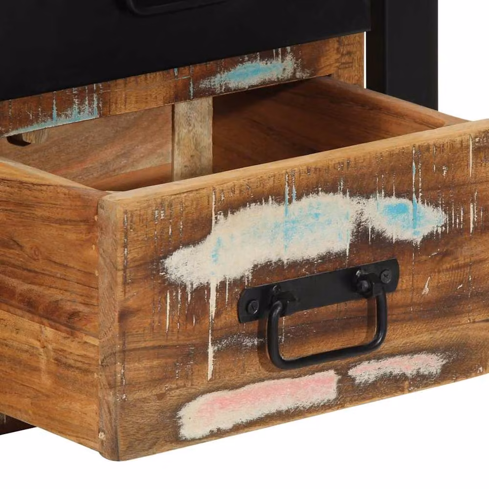 Berkfield Home Multicolour Reclaimed Solid Wood Bedside Cabinet W/D/H: 40 x 35 x 40 cm – 5