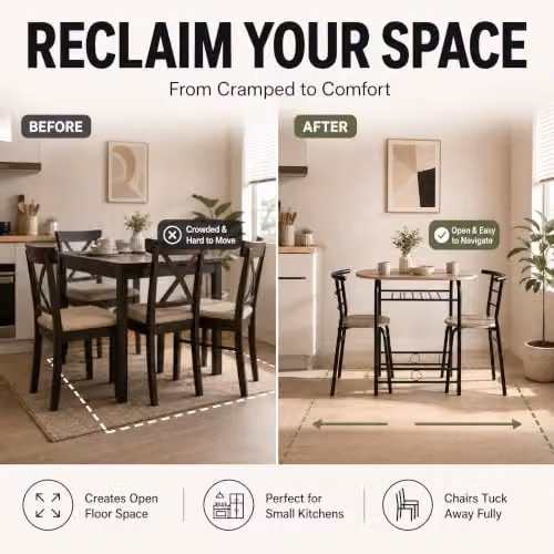 Bravich 3 Piece Oval Bistro Dining Set with Table and 2 Chairs in Grey Oak and Black – 6