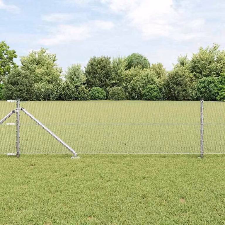 Berkfield Home Hexagon In-Ground Fence, Galvanised Steel, Silver, H: 60 cm x W: 10 m