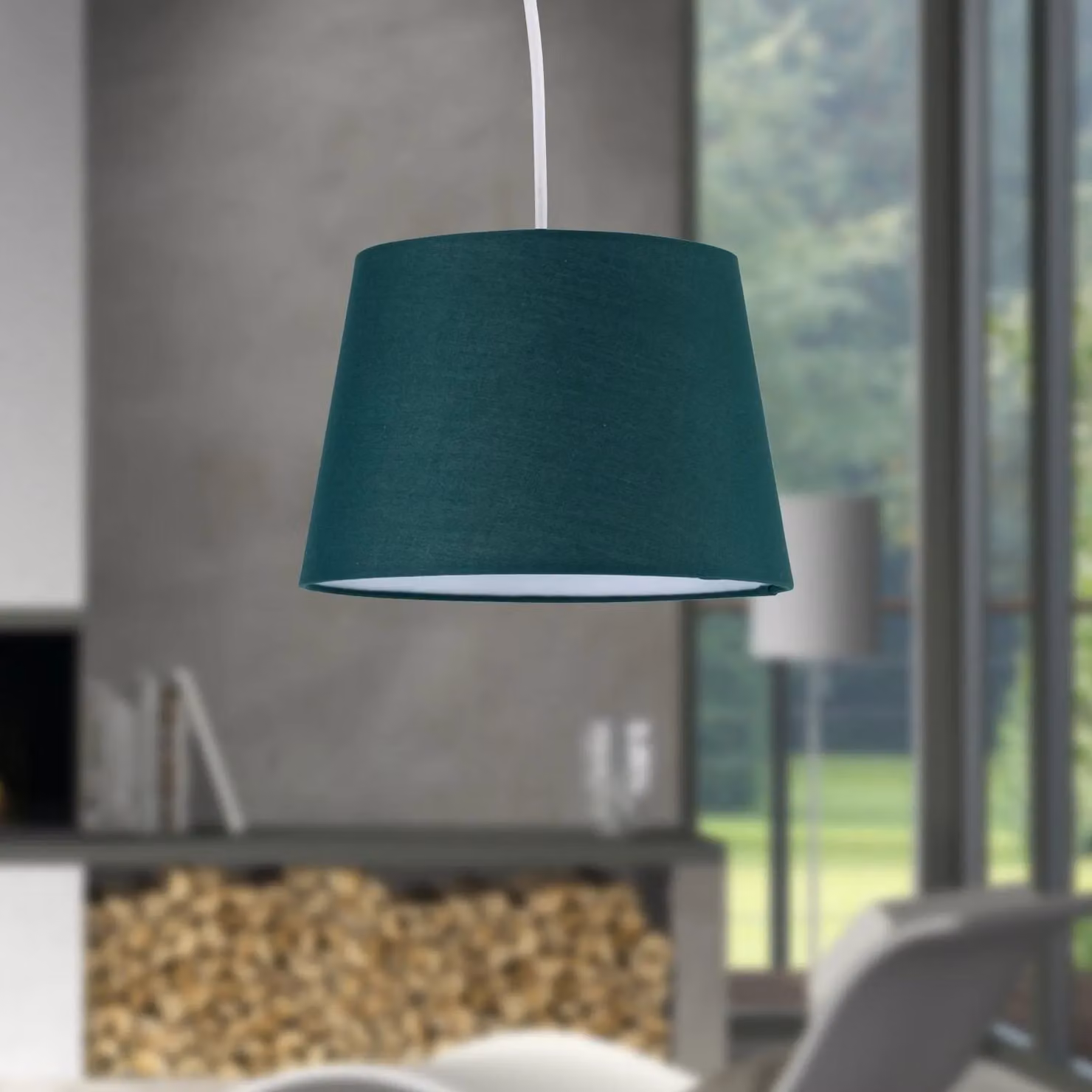 First Choice Lighting Green Cotton Tapered Cylinder Pendant Lamp Shade, Diameter: 23 cm – 4