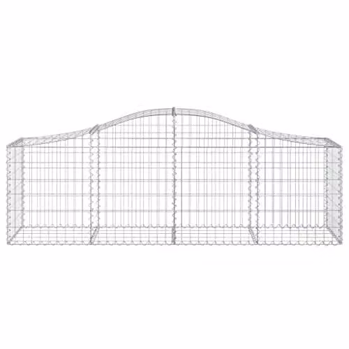 vidaXL Arched Gabion Baskets, 13 Piece Set, Galvanised Steel, Silver, W/D/H: 200 x 50 x 60/80 cm