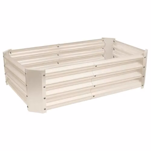 Harbour Housewares Raised Garden Bed in Beige or White, Galvanised Steel Bottomless Planter, W: 120 cm, D: 60 cm, H: 30 cm – 1