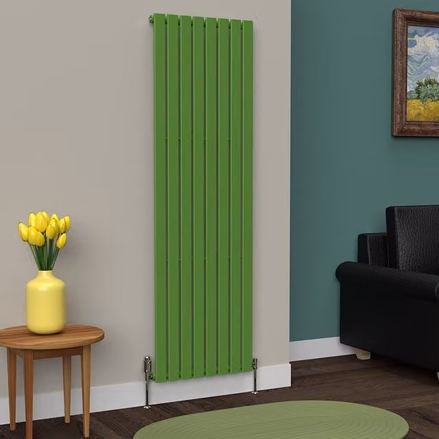 Lux Heat Flat Coloured Vertical Steel Radiator in Green, H 180 cm x W 56 cm