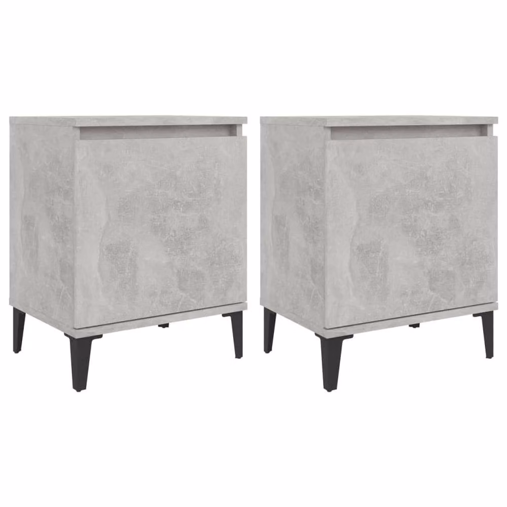 Berkfield Home Sturdy Bed Cabinets with Metal Legs, 2 Pack, Concrete Grey, W: 40 cm, D: 30 cm, H: 50 cm – 2