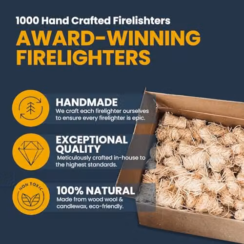 Ecoblaze 1000 Natural Firelighters, 5 x 200 Box, Odourless Wood Starters for Log Burners, Fire Pits and BBQs – 2