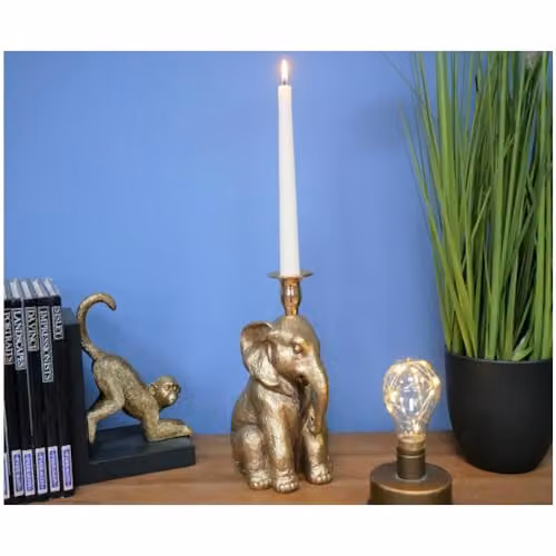 Gifts Direct 2 U Gold Elephant Candle Holder for Taper or Pillar Candles – 2