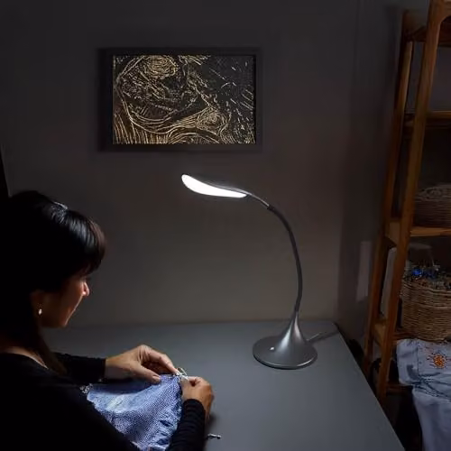 Lifemax White LED Desk Reading Light with Dimmable and Adjustable Cool White Illumination for Home Office and Bedroom Task Lighting – 4