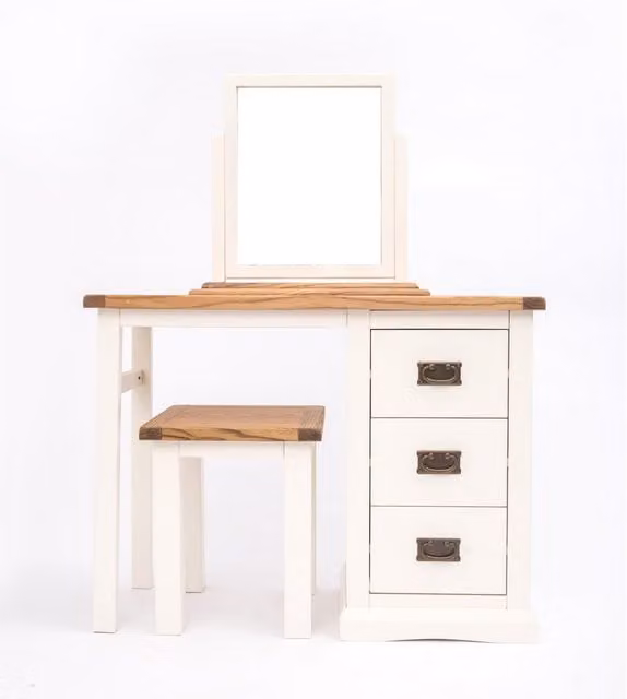 Cabinet Bits Cosenza 3 Drawer Dressing Table Set in White Waxed Ash Wood