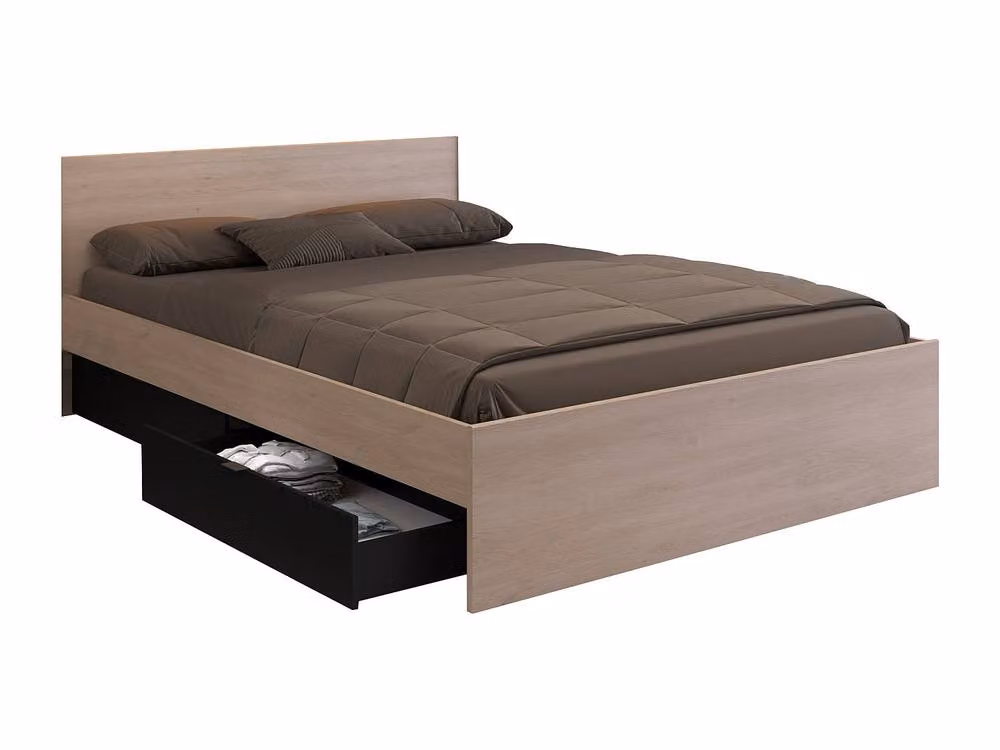VELONA Double Bed with 2 Drawers in Black, W: 160 cm, D: 200 cm, H: 82.6 cm – 2