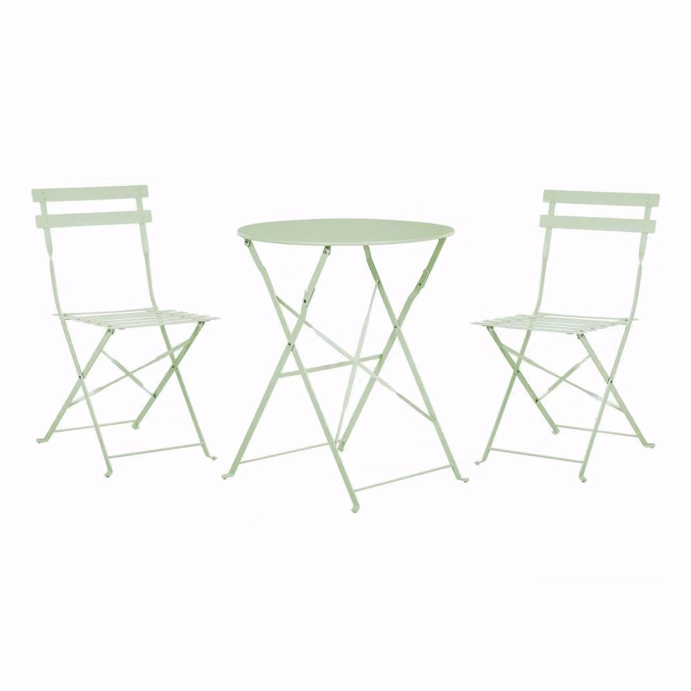 Marco Paul 3 Piece Folding Metal Bistro Set in Matt Sage Green – 2