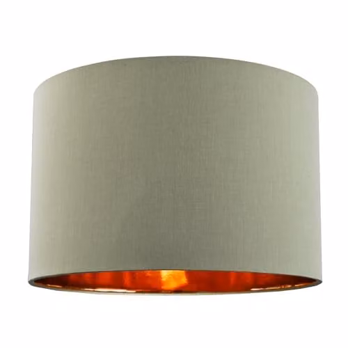 Happy Homewares Contemporary Round Cotton Drum Lamp Shade in Olive Green with Shiny Copper Inner