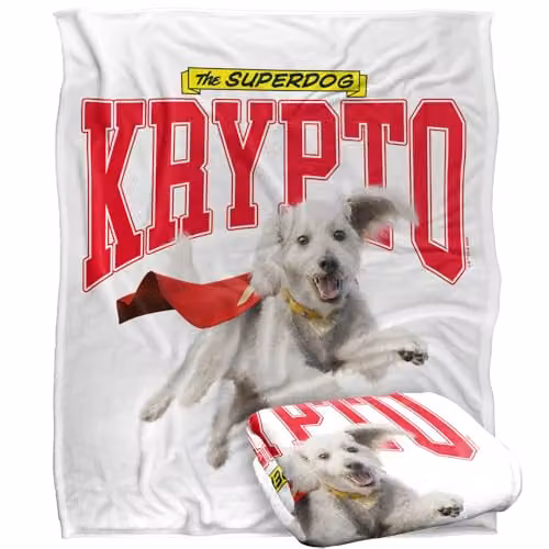 Warner Bros. Superman 2025 Krypto College Silky Touch Super Soft Fleece Throw Blanket, Multicolour, W: 127.0 cm, H: 152.4 cm