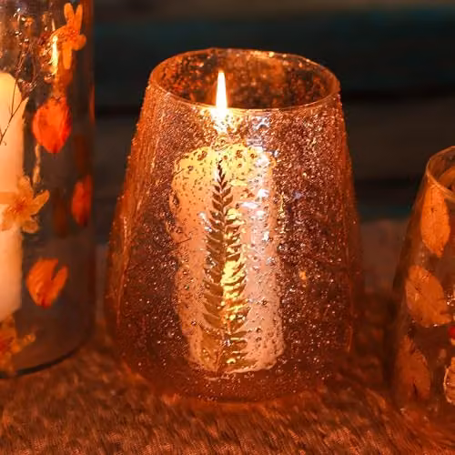 Serenityy Pino Natural Floral Glass Large Bowl Candle Holder in Brown, W/D/H: 15 x 15 x 12 cm – 4
