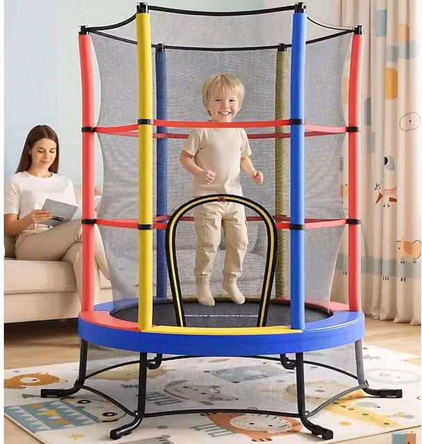 The Bazaarist Multicolour Mini Trampoline with Metal Frame and Safety Net