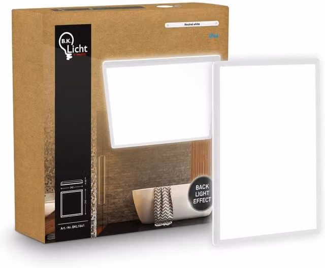 B.K.Licht White LED Slim Ceiling Panel Light, 16W, 1900lm, 4000K Neutral White, IP44 Splash-Proof, W/D/H: 24 x 24 x 3 cm – 1