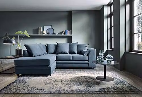 Abakus Direct Darcy Left Hand Facing L-Shaped 3 Seater Corner Sofa in Petrol Blue Fabric, W/D/H: 212 x 164 x 90 cm – 3