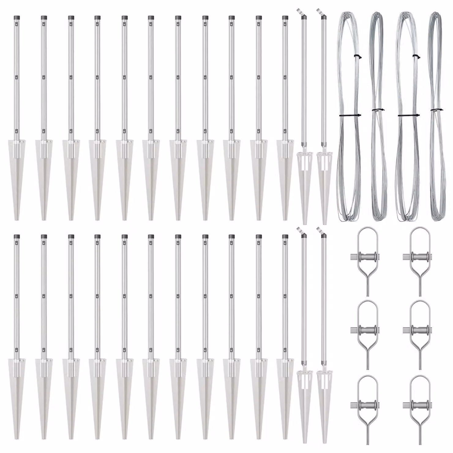 Berkfield Home Galvanised Steel Fence Posts with Spike, Silver, 26 Pieces, Diameter: 32 mm, Height: 80 cm – 2