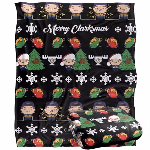 Warner Brothers Christmas Vacation Merry Clarkmas Soft Fleece Throw Blanket, Multicolour, W: 152 cm, D: 127 cm