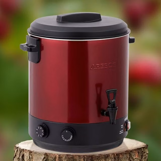 AREBOS Red Automatic Preserving Cooker and Catering Urn with Timer, Thermostat and Tap