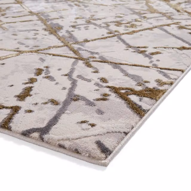 Terrys Abstract Glamour Yarn Rug in Gold and Silver