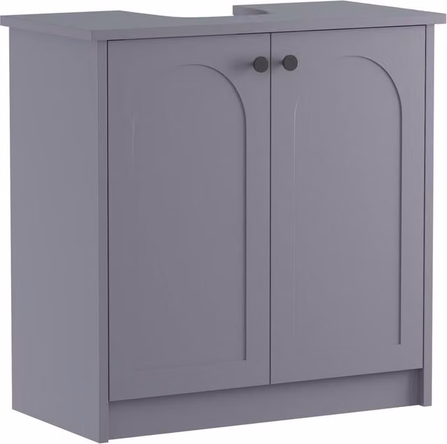 KEEPREAPER Grey Freestanding Under Sink Bathroom Cabinet with 2 Soft Close Doors and Internal Shelves, Width: 60 cm