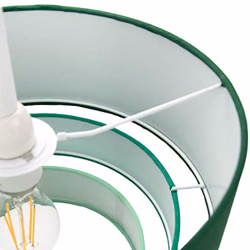 Happy Homewares Contemporary Round Triple Tier Green Cotton Fabric Pendant Light Shade, Diameter: 30 cm – 2