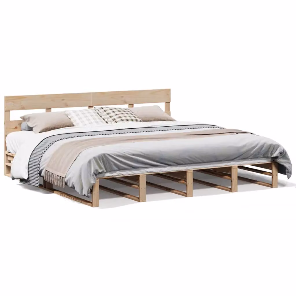 Berkfield Home Solid Wood Pine Bed Frame in Brown, 200 x 200 cm – 2