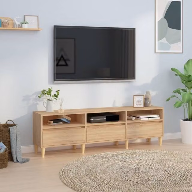 Berkfield Home Sonoma Oak TV Cabinet in Brown and Beige, W/D/H: 150 x 30 x 44.5 cm