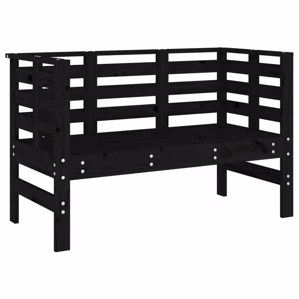 Berkfield Home Rustic Solid Wood Pine Garden Bench in Black, W/D/H: 111.5 x 53 x 71 cm – 2