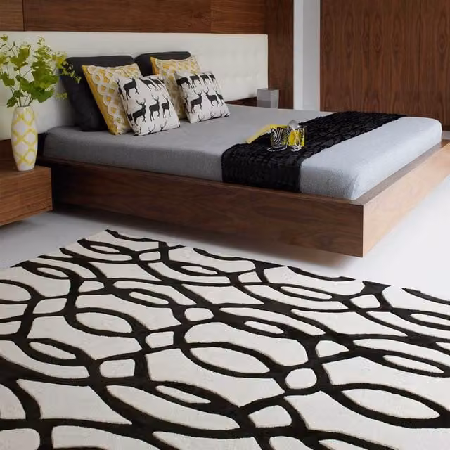 The Rug Shop UK White Handmade Abstract Luxurious Easy To Clean Area Rug W: 160 cm, D: 230 cm – 1