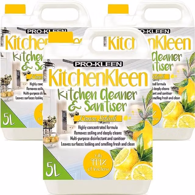 Pro-Kleen Lemon Splash Disinfectant and Sanitiser, Yellow, 15l
