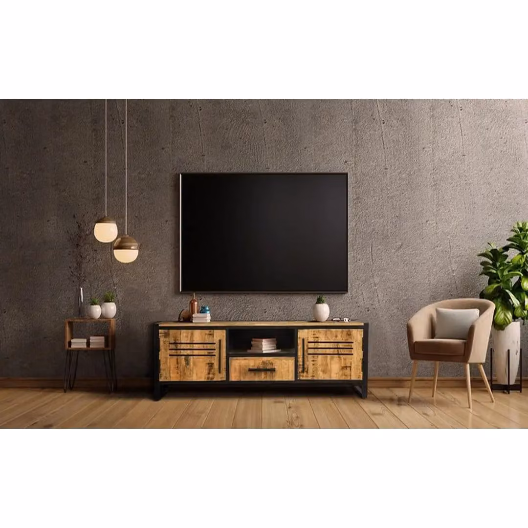 Jaipur Furniture Ltd Frais Mango Wood TV Unit in Brown, W: 160 cm, D: 40 cm, H: 45 cm – 2