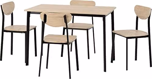 Seconique Riley Modern Dining Set with Rectangular Table and 4 Chairs in Black and Oak – 2