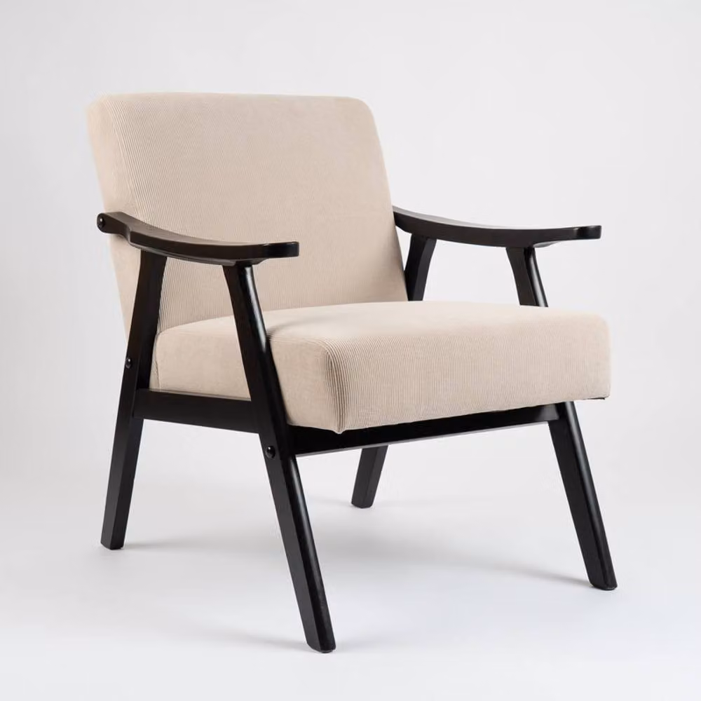 Scottish Everlastings Ltd Beige Cord Fabric Chair with Flat Armrests – 2