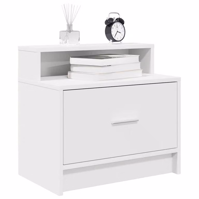 Berkfield Home Durable Bedside Cabinets with Drawer, 2 Pack, White, W: 51 cm, D: 31 cm, H: 47 cm