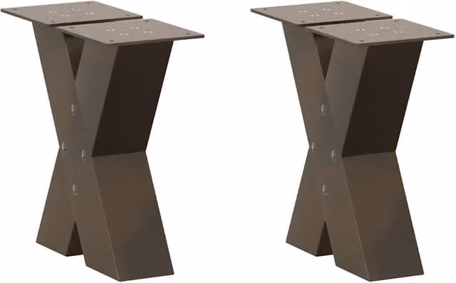 Berkfield Home X-Shaped Coffee Table Legs, 2 Pieces, Brown Steel, H: 40 cm, W: 30.5 cm, D: 30.5 cm – 1