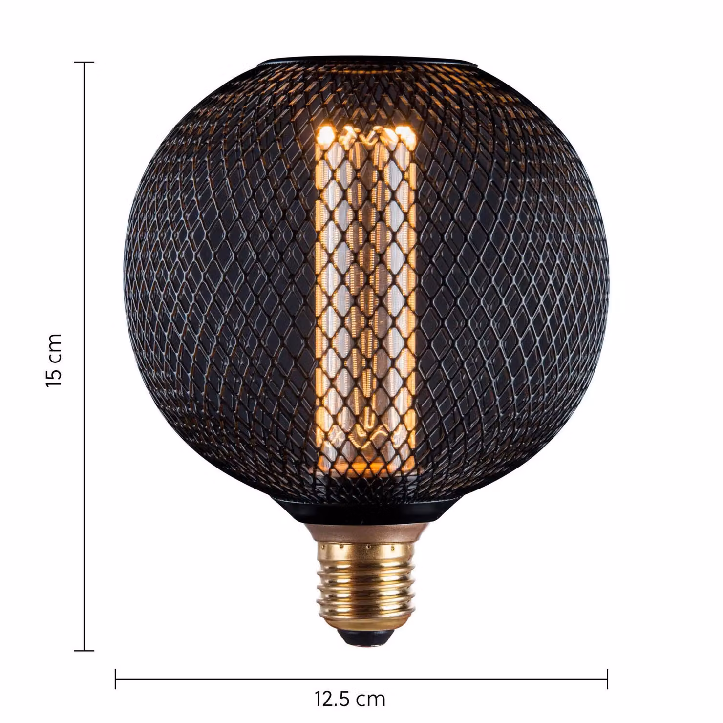 Harper Living Metal Cage LED Globe Bulb, E27 Filament Style, Dimmable, Black – 4