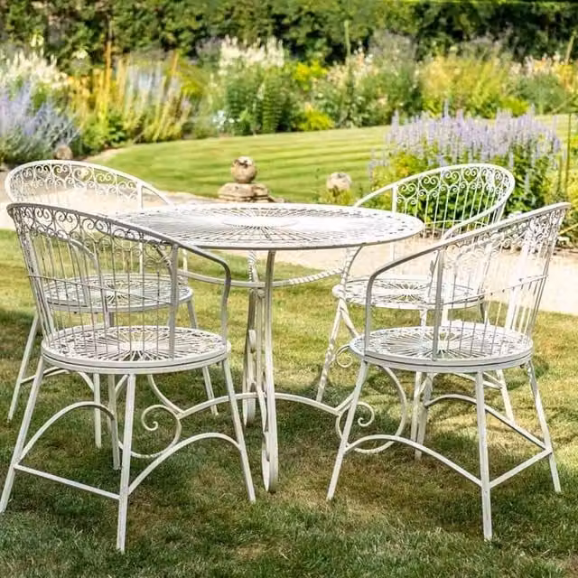 Ascalon Design Ltd Blaisdon 5-Piece Dining Set with Round Table and 4 Lorenzo Chairs in Cream