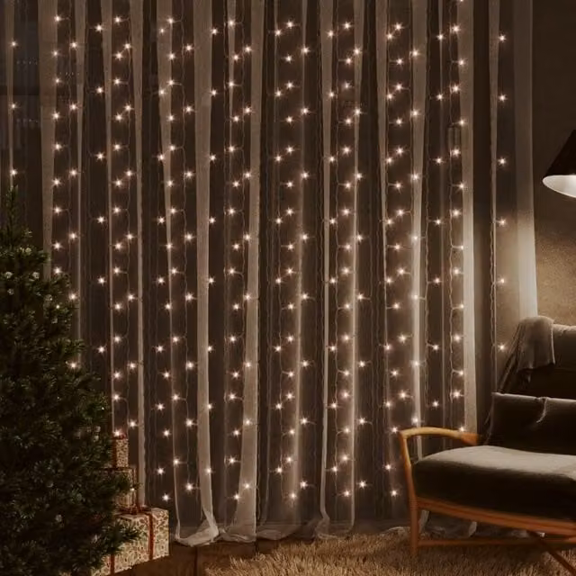 Berkfield Home LED Curtain Fairy Lights, Warm White, 300 LED, 3 x 3 m – 1