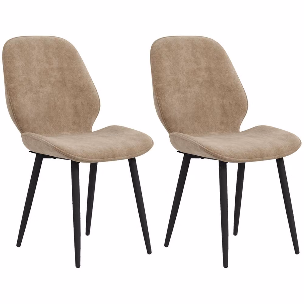 Wyld Haus Sumaba Set of 2 Brown Velvet Dining Chairs with Metal Legs – 2