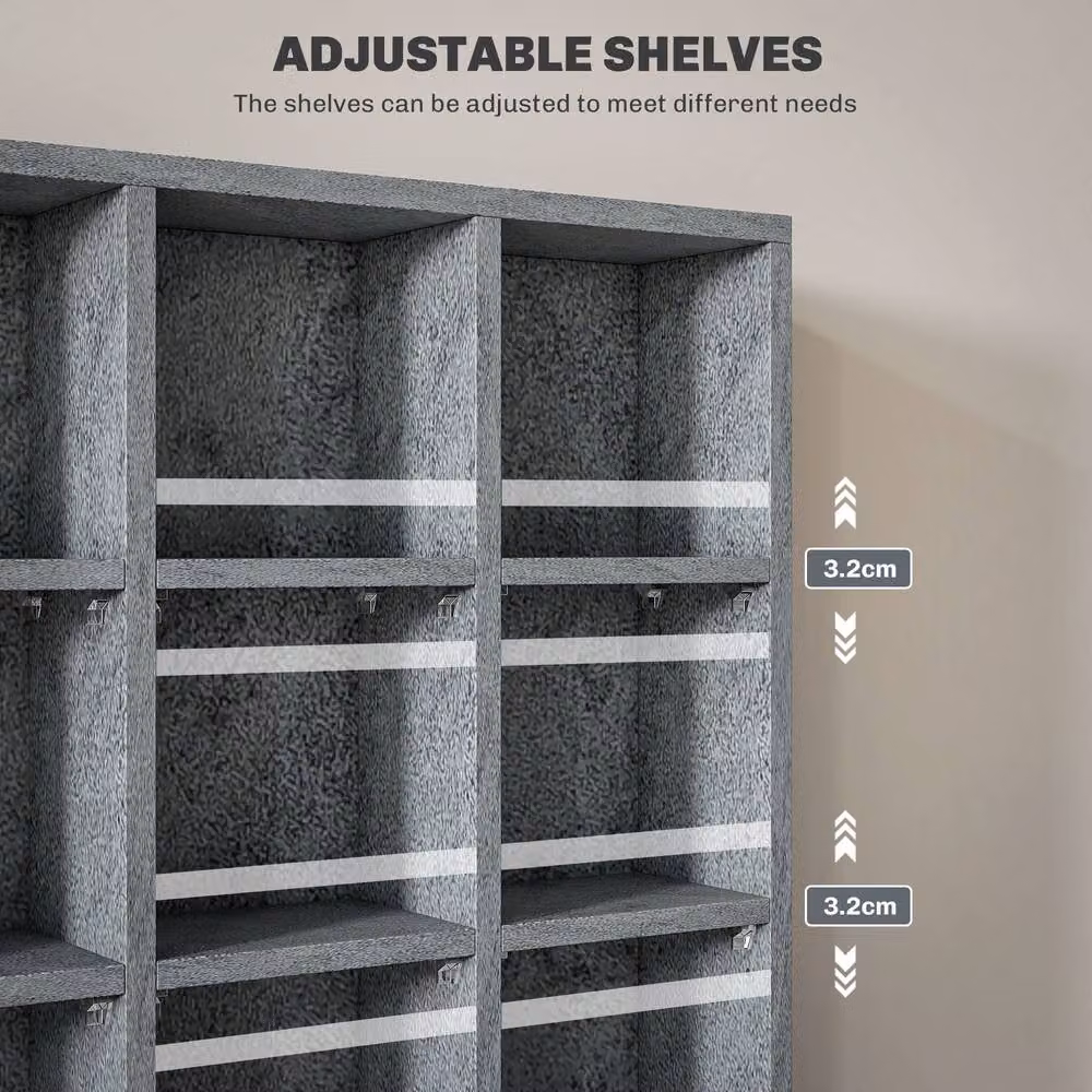 STILVORA Grey CD Storage Unit with Adjustable Shelves and Media Compartments – 4
