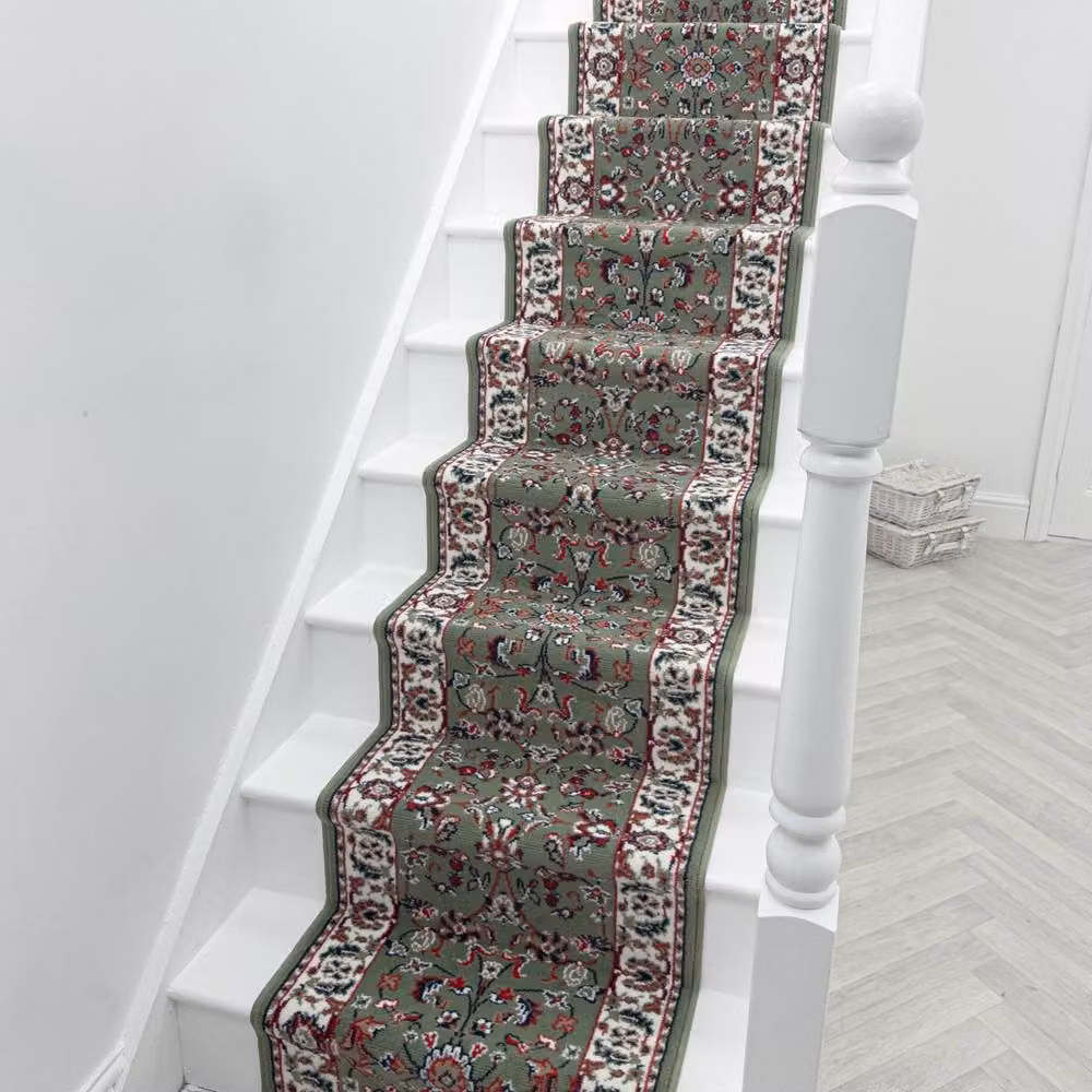 runrug Oriental Stair Runner Rug in Green, W: 80 cm, L: 690 cm – 4