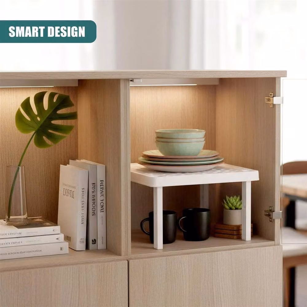 SPETLEK Stackable Square Kitchen Shelf Insert, White – 4