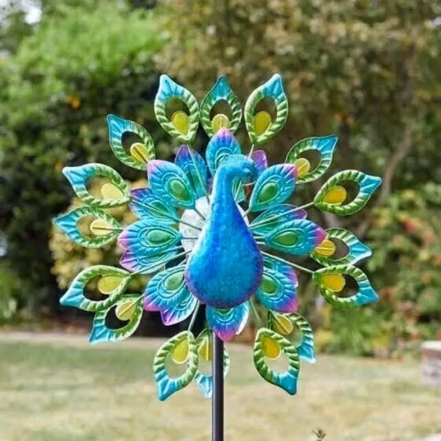 Marco Paul Blue Peacock Solar Wind Spinner, 130cm – 1