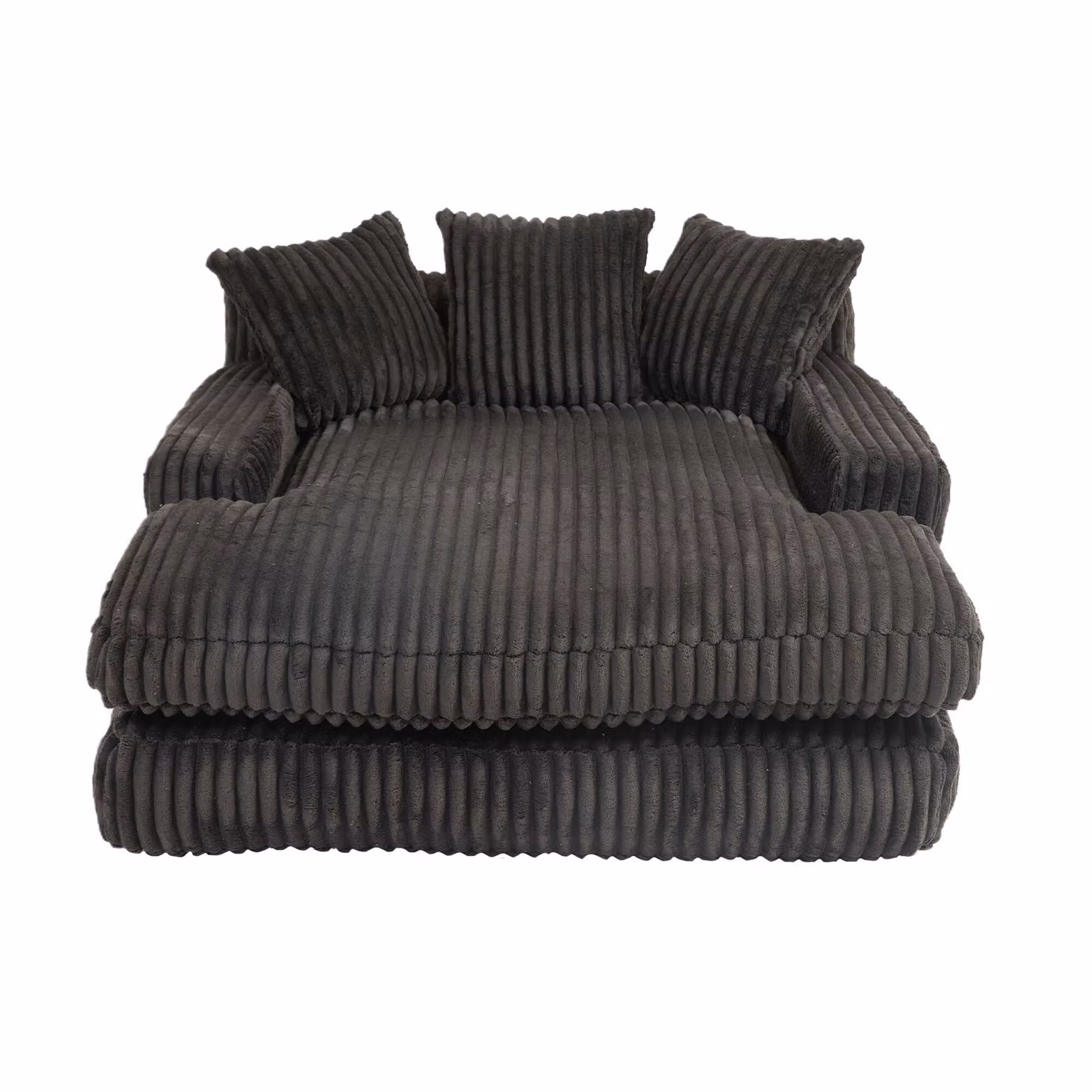 Aosom UK Modern Oversized Chaise Lounge Chair with Memory Foam Seat and Sofa Bed, Black, L: 155 cm, W: 125 cm, H: 63 cm – 2