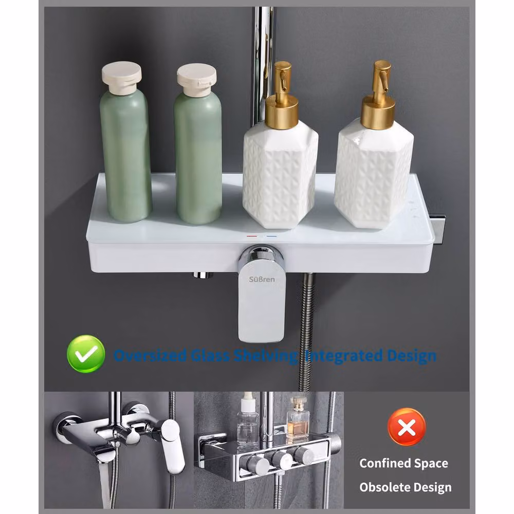 Süßren Sleek Shower Mixer Set with Rainfall Overhead Shower and Hand Shower in Silver Chrome – 2