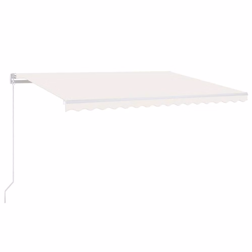 Berkfield Home Manual Retractable Awning with LED, Cream, W: 450 cm, D: 300 cm