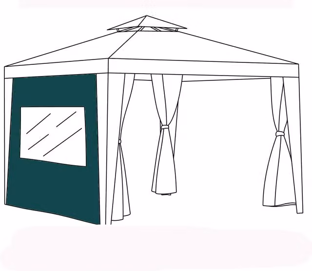 Gardenista Replacement Green Polyester Garden Gazebo Side Panel with Window, H: 190 cm, W: 260 cm